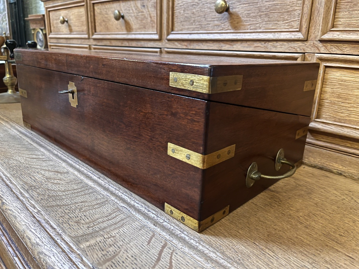 Coffret écritoire de voyages marine en acajou XIX ème -photo-6