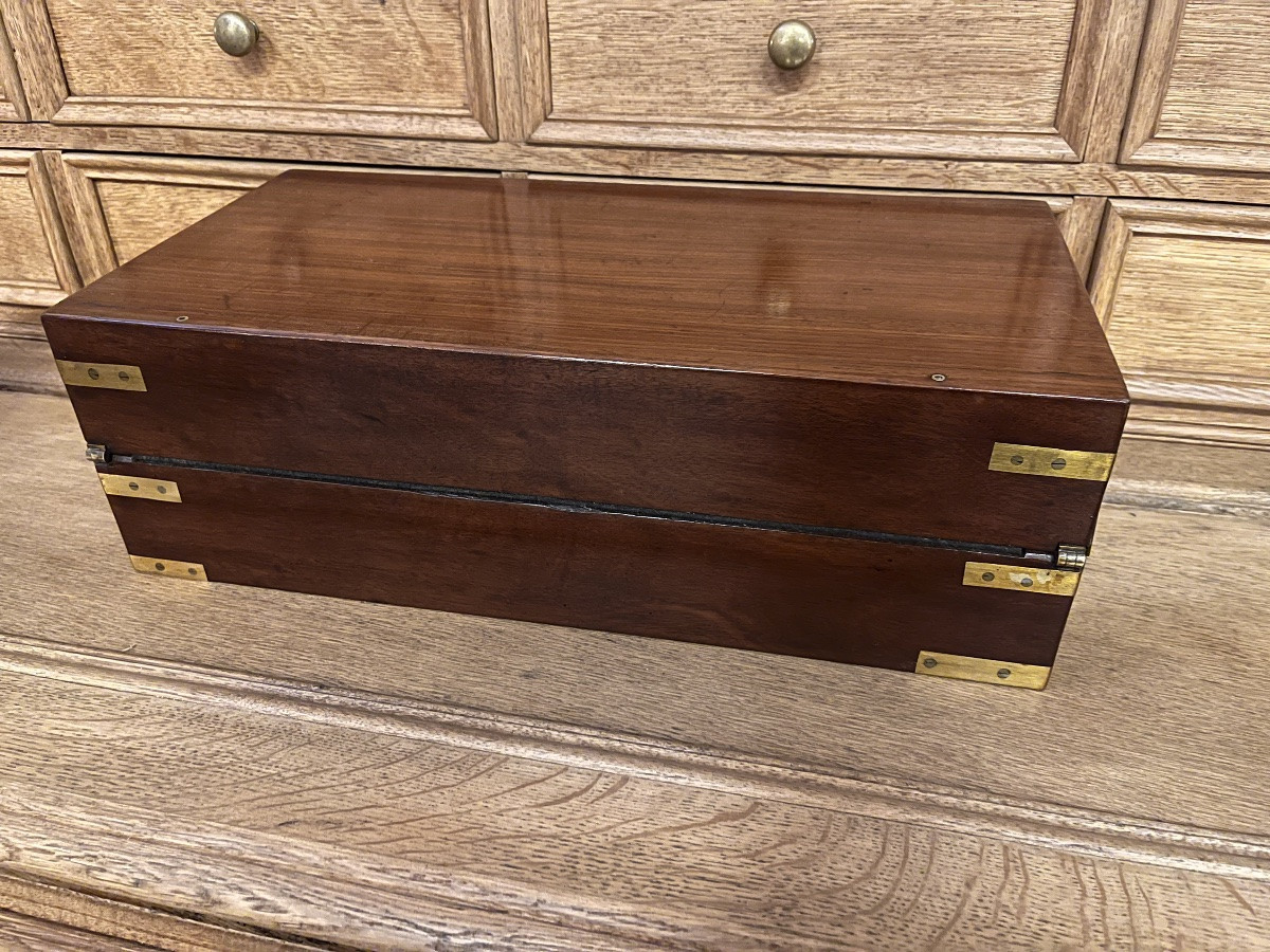 Coffret écritoire de voyages marine en acajou XIX ème -photo-8