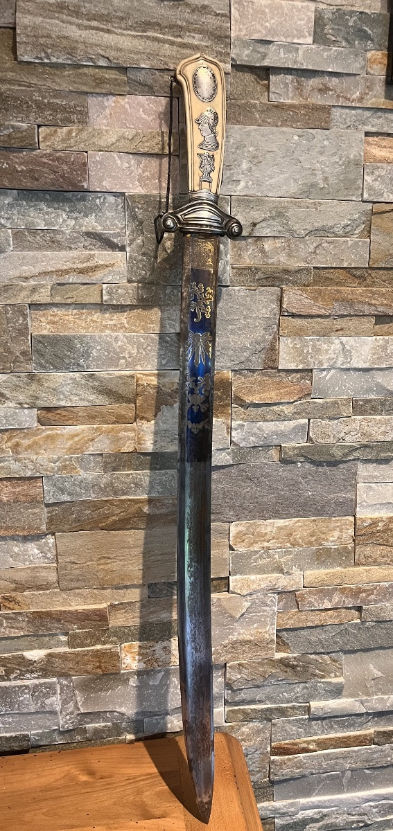 Dague de vennerie chasse basque argent et os Deffez 18 ème Louis XV Bayonnne-photo-2