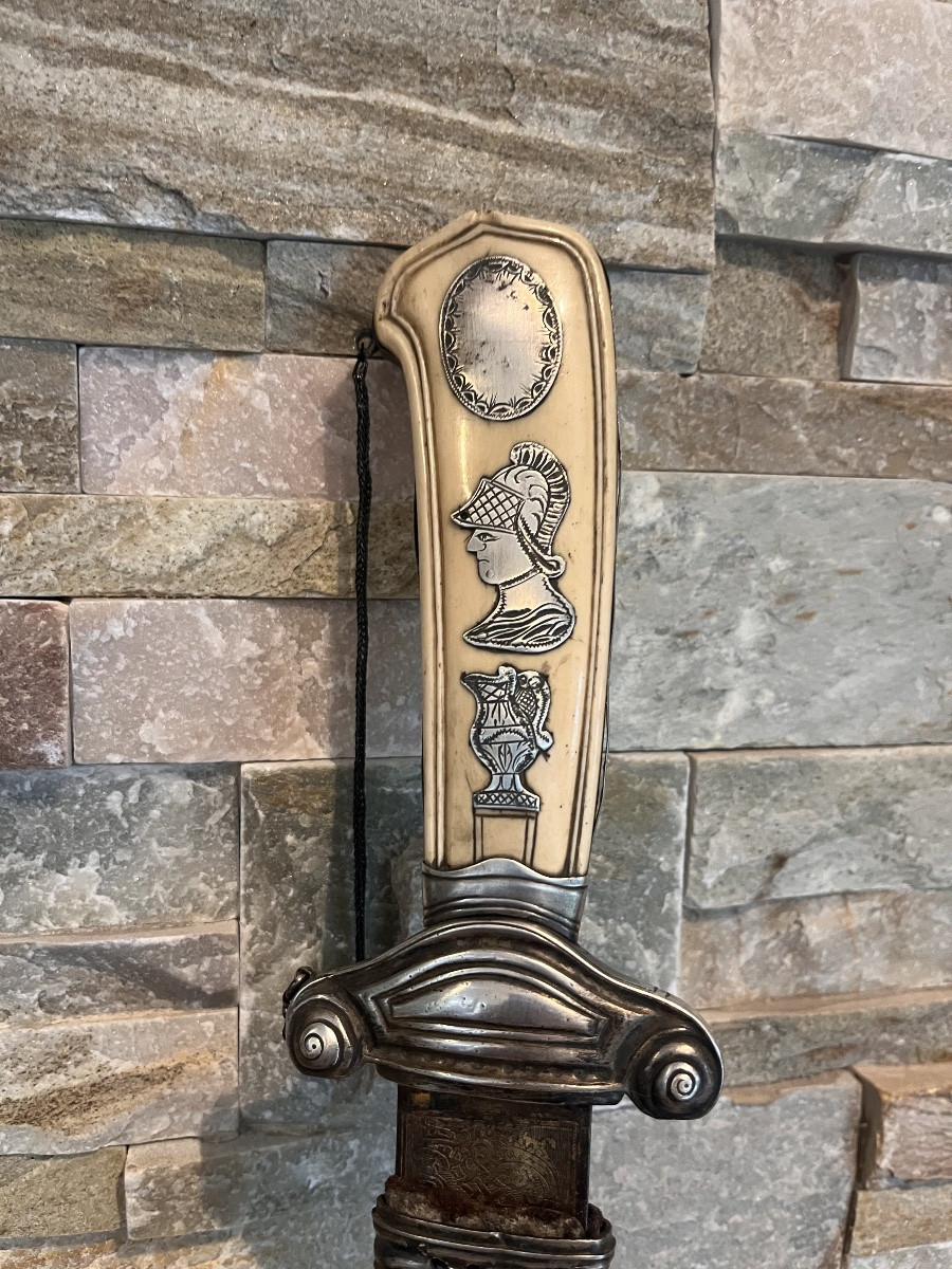 Dague de vennerie chasse basque argent et os Deffez 18 ème Louis XV Bayonnne-photo-3