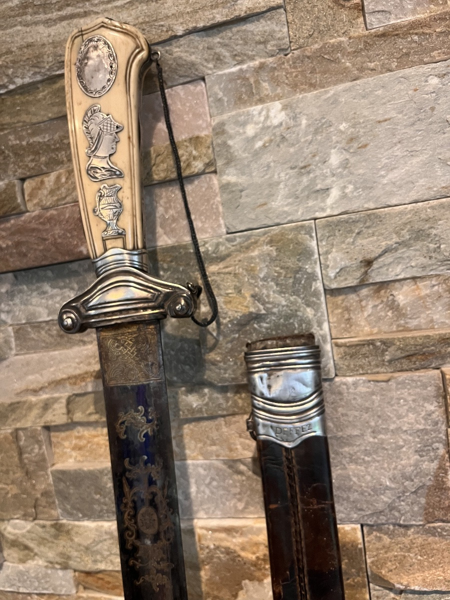 Dague de vennerie chasse basque argent et os Deffez 18 ème Louis XV Bayonnne-photo-3