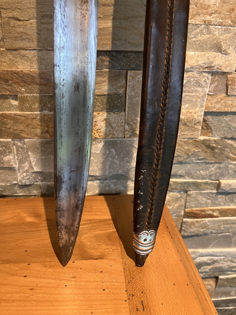 Dague de vennerie chasse basque argent et os Deffez 18 ème Louis XV Bayonnne-photo-6