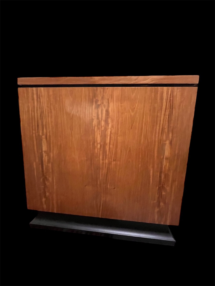 Bureau art déco acajou blond à deux caissons -photo-1