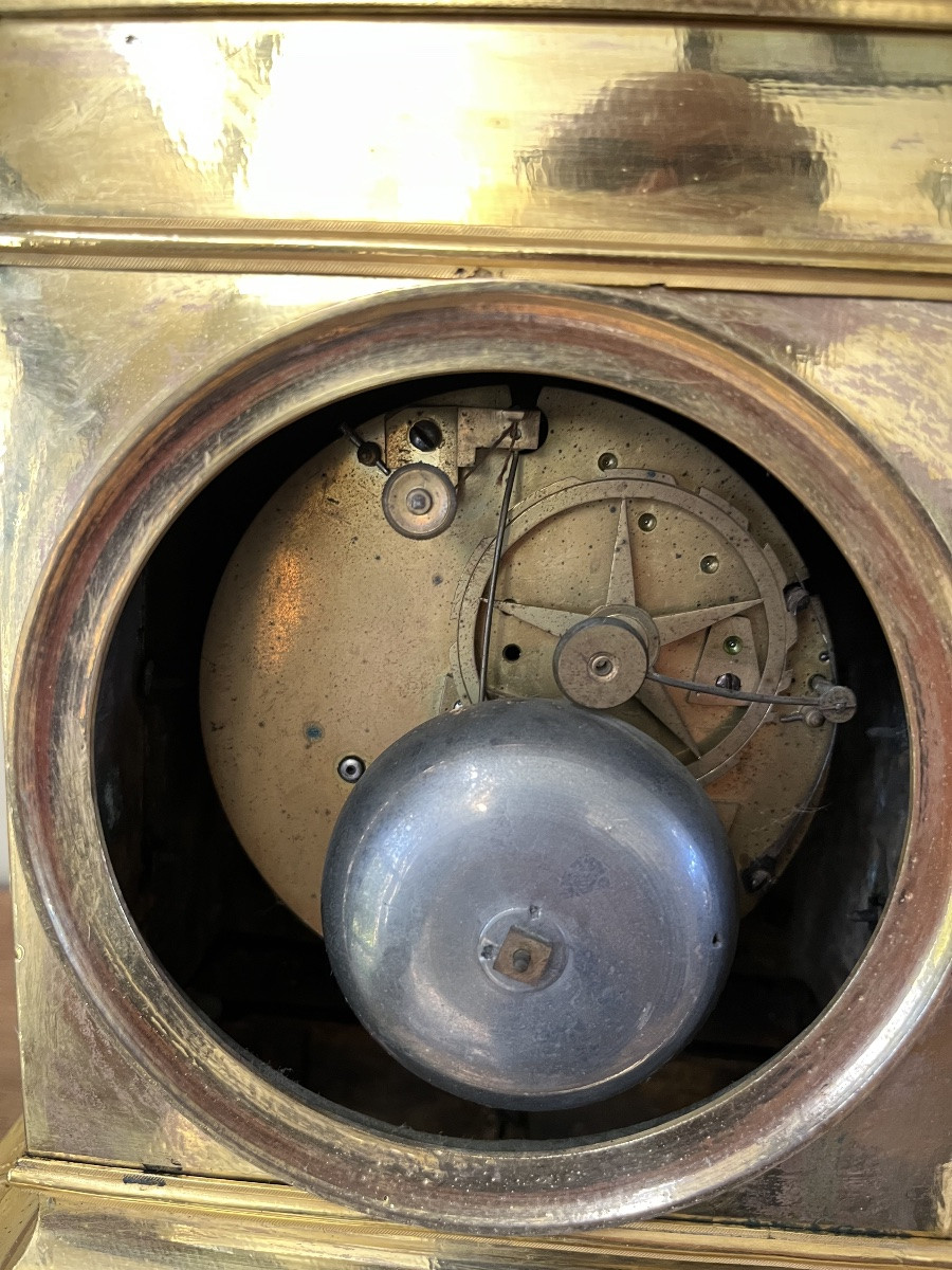 Empire Period Mantel Clock, Thiery Paris France Movement, In Gilt Bronze. -photo-5