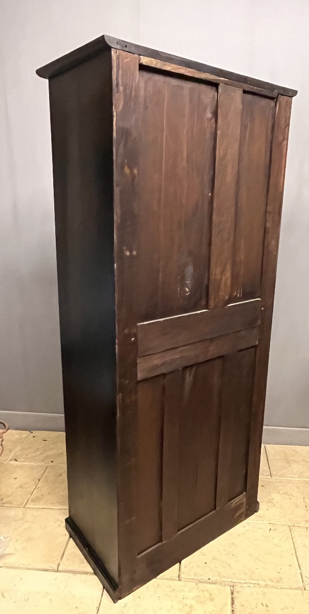 Semainier en châtaignier noir et naturel meuble métier de bureau  commode 7 tiroirs -photo-4