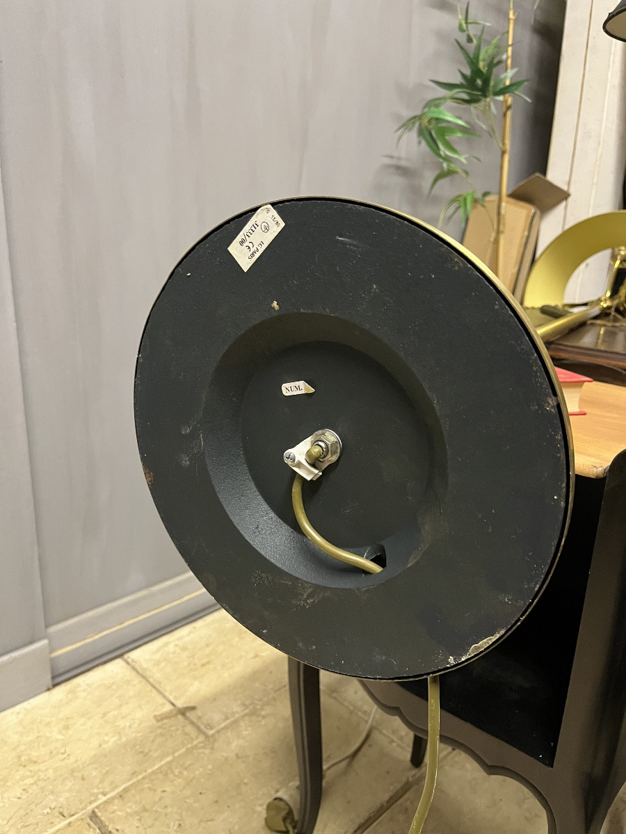 Lampadaire bouillotte Lucien Gau modèle Nymphéa bronze et métal lampe -photo-5