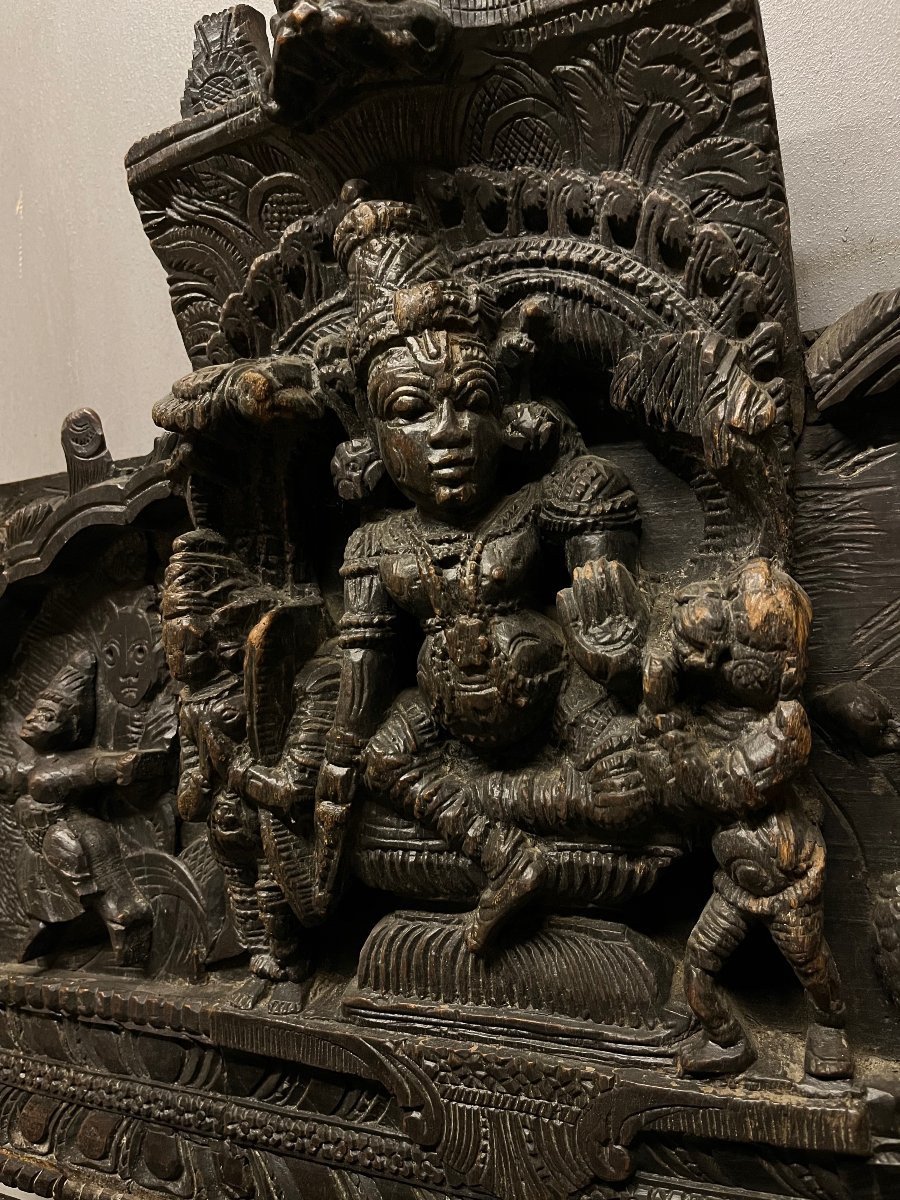 Banc -coffre fresque indienne ethnique art asiatique meuble-photo-4