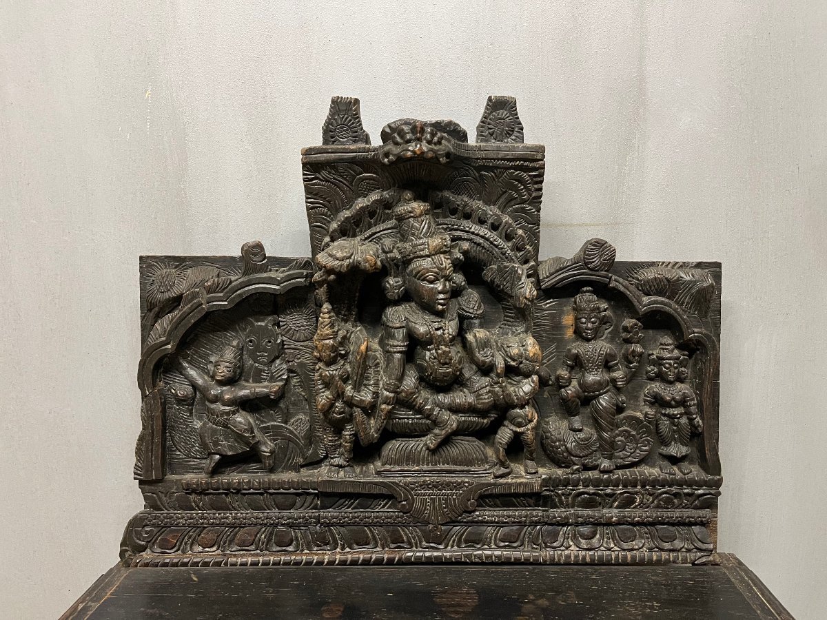 Banc -coffre fresque indienne ethnique art asiatique meuble-photo-6