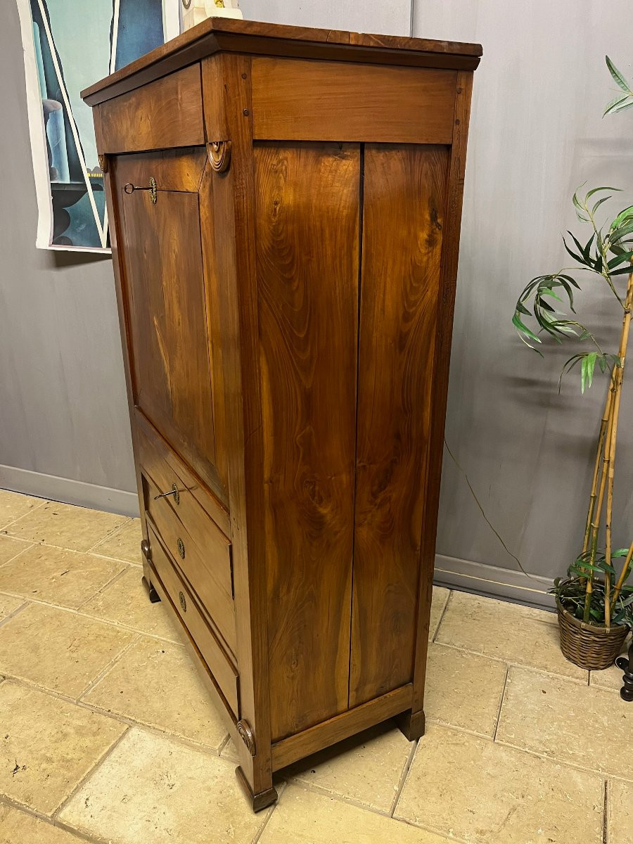 Large Secretary Desk In Solid Walnut, Restoration Period, Drop-front Desk  -photo-3