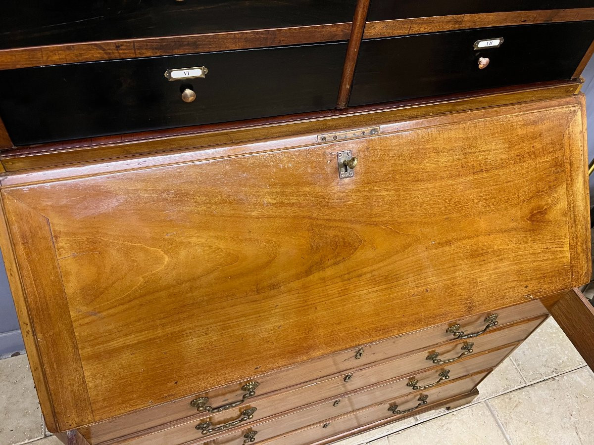 Secrétaire -scriban en acajou blond 19 ème  classeur  bureau -photo-5