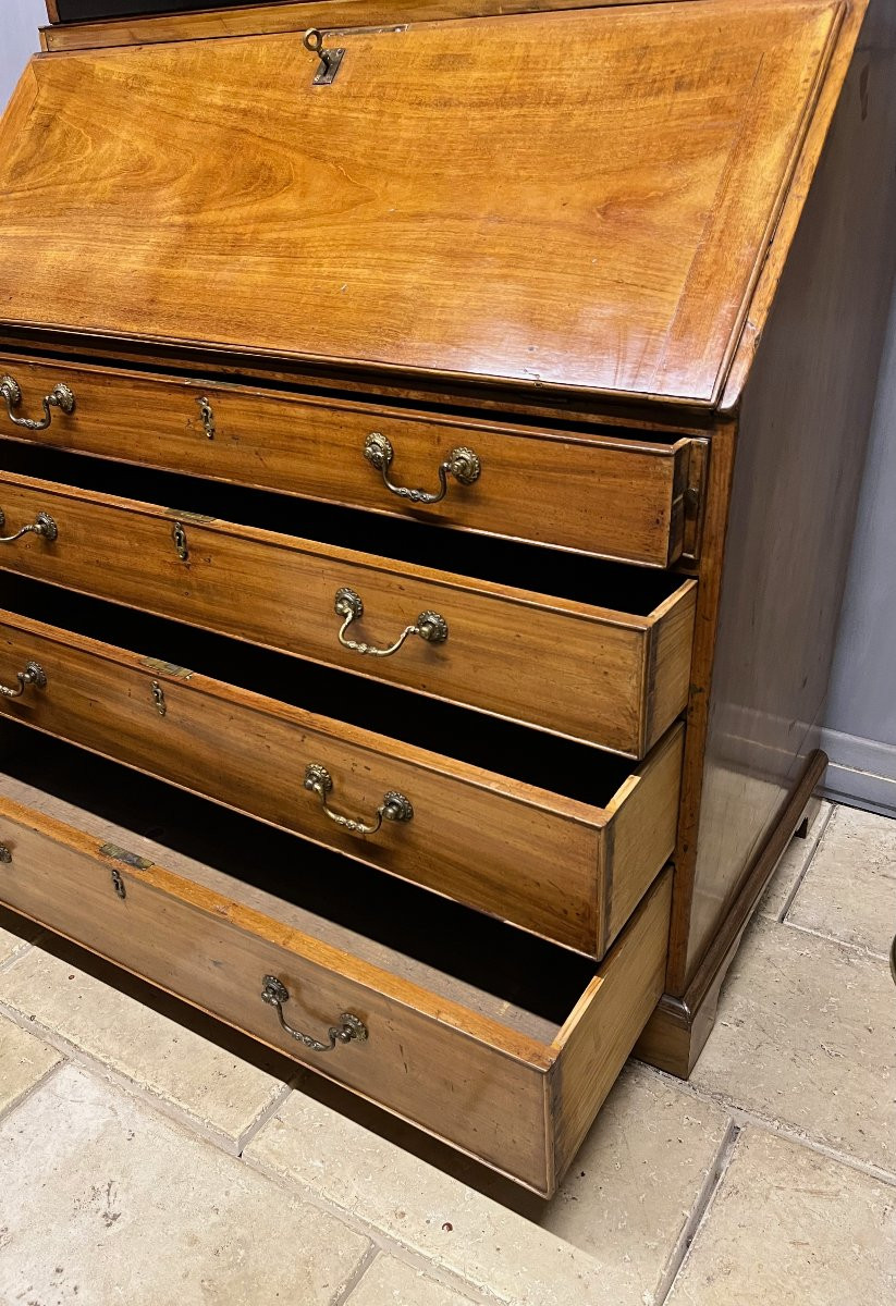 Secrétaire -scriban en acajou blond 19 ème  classeur  bureau -photo-7