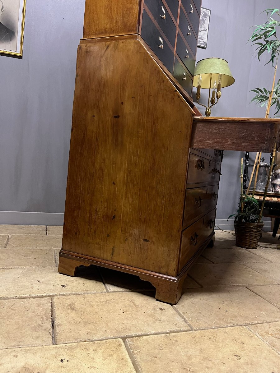Secrétaire -scriban en acajou blond 19 ème  classeur  bureau -photo-8