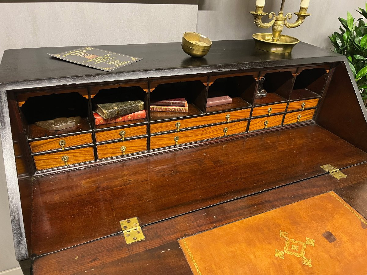 Marine Scribab In Black Patinated Mahogany, Slant-front Desk, Secretary Desk, Chest Of Drawers -photo-1