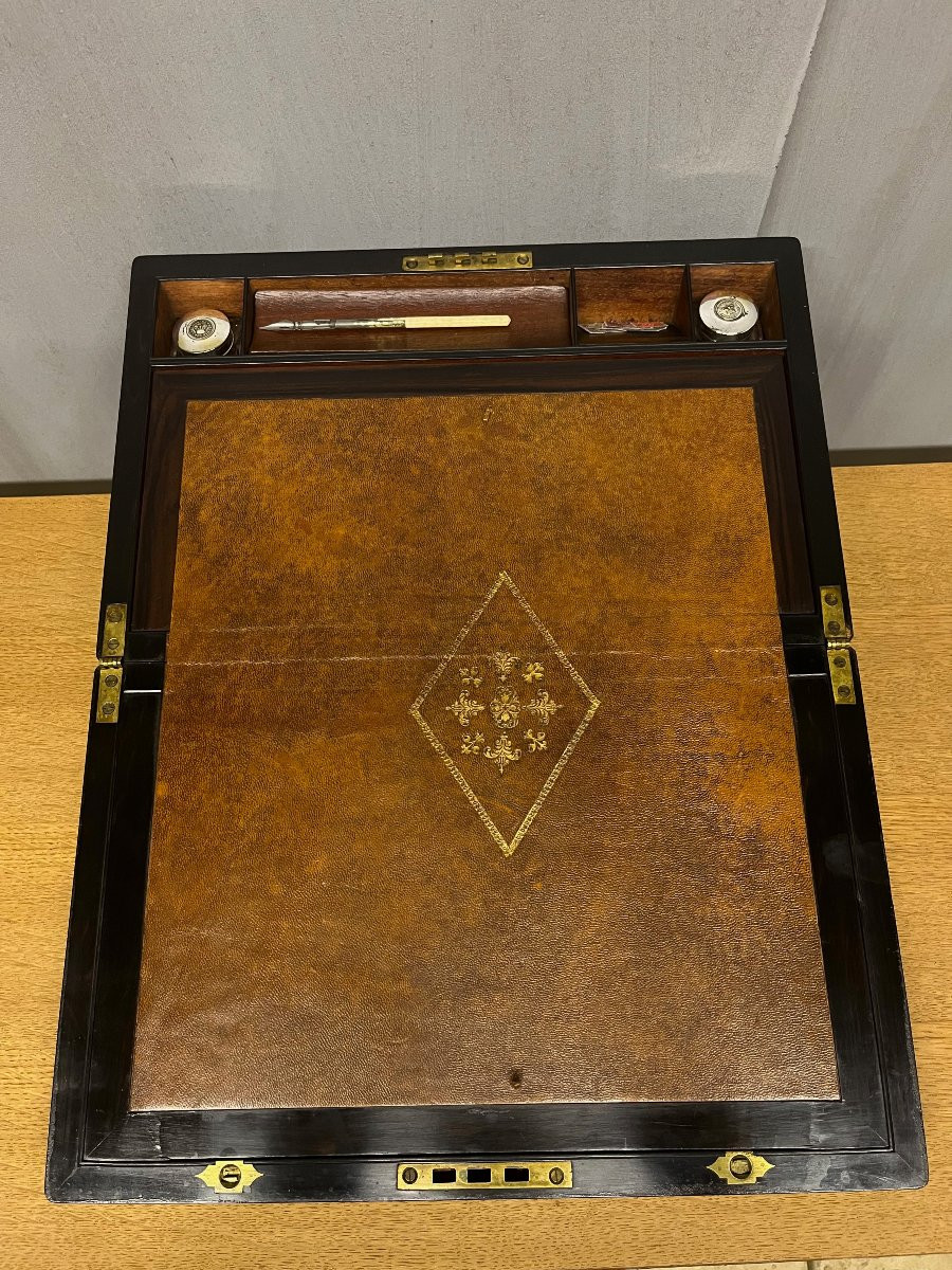 Macassar Ebony Travel Writing Case Inlaid With Mother-of-pearl -photo-2