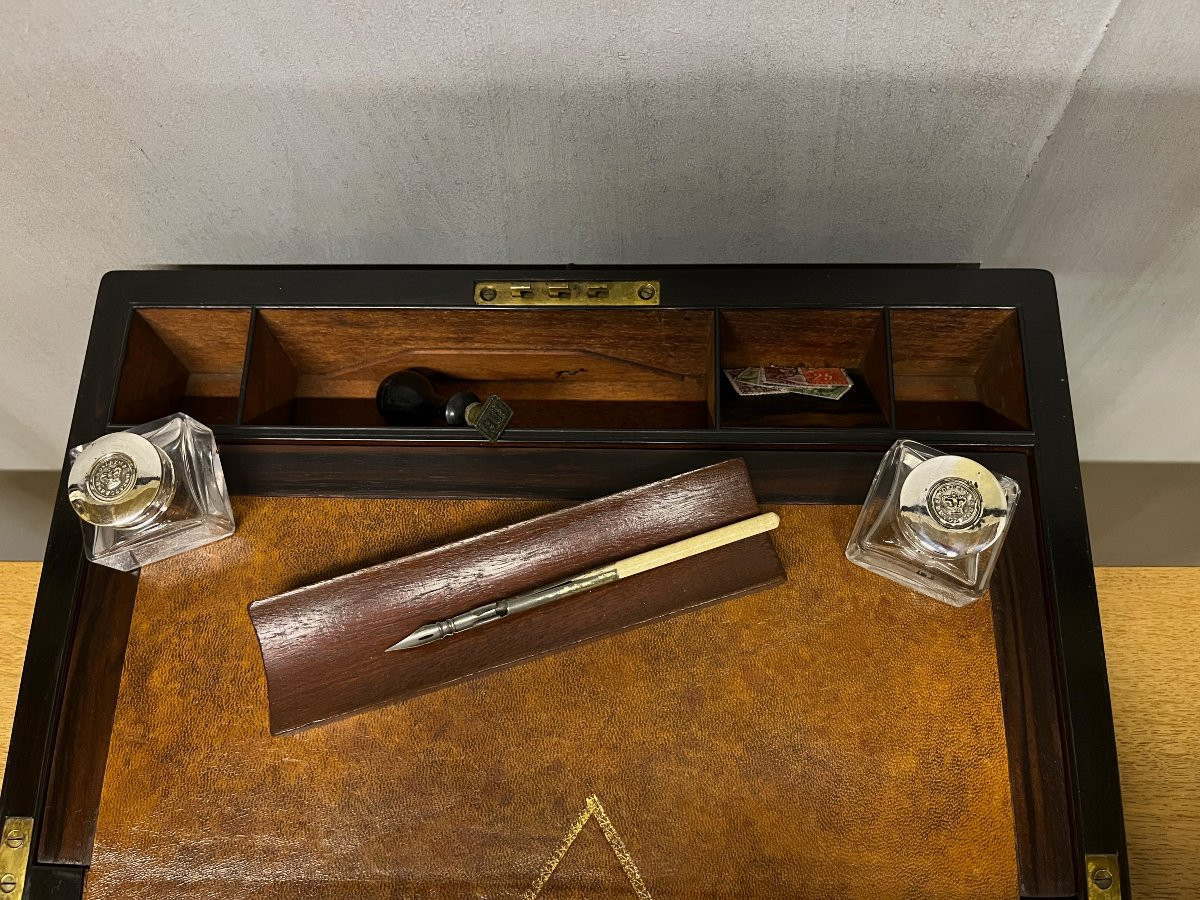 Macassar Ebony Travel Writing Case Inlaid With Mother-of-pearl -photo-3