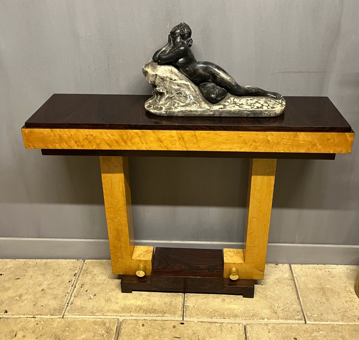 Console art déco en palissandre et érable -photo-2