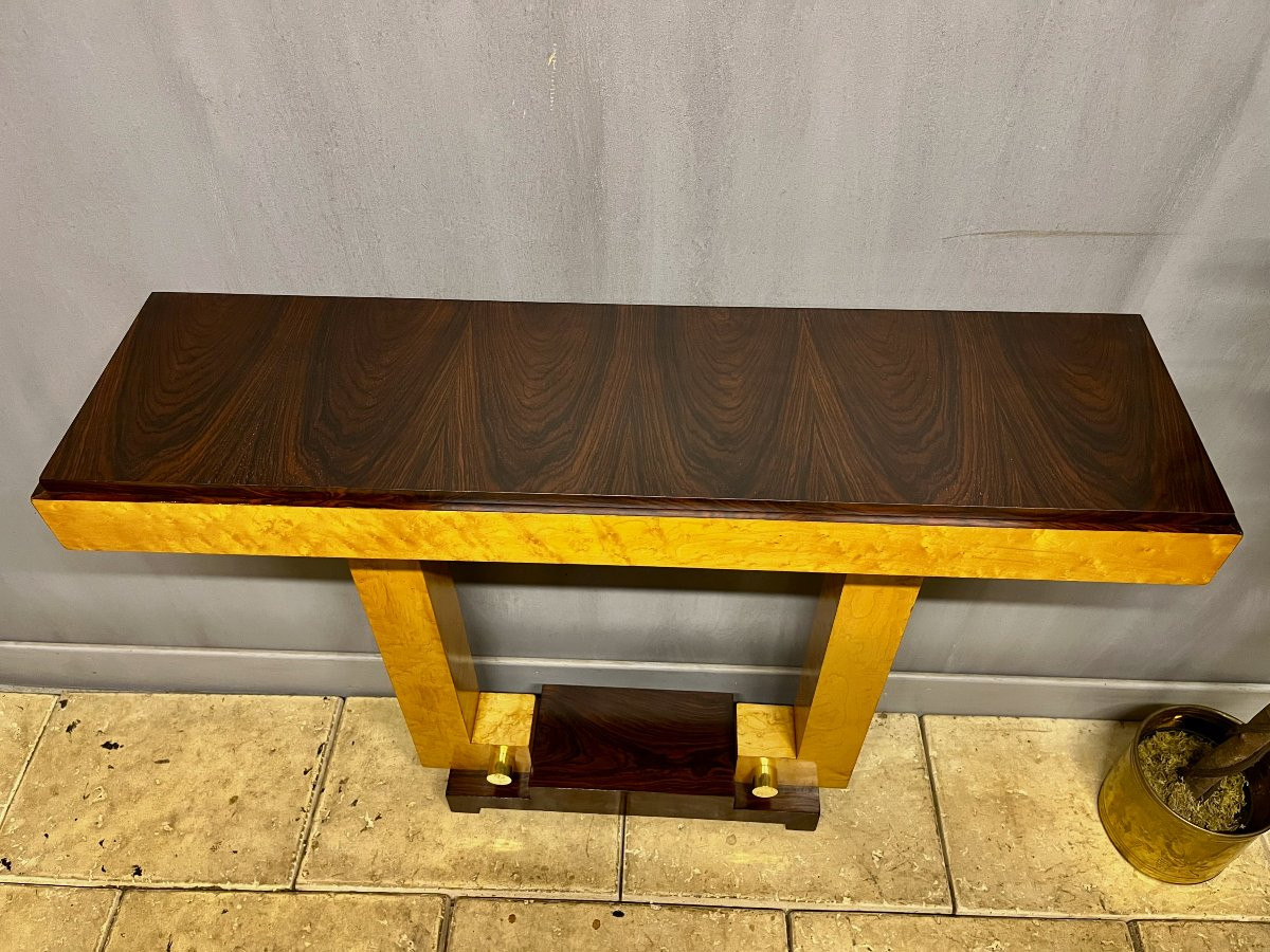 Console art déco en palissandre et érable -photo-1
