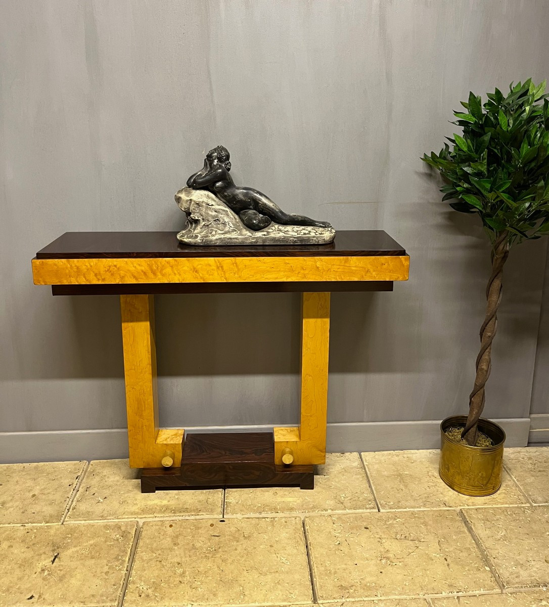Console art déco en palissandre et érable 