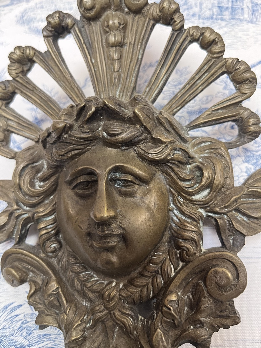 Bronze Mascaron 19th Century Furniture Pediment-photo-4