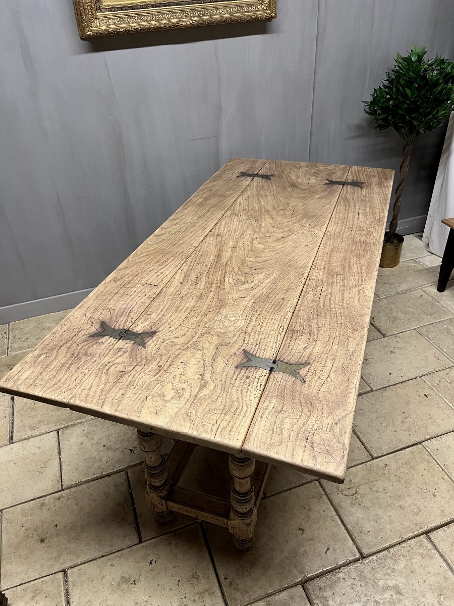 Oak Console Table With Drop-down Leaves, Rustic Monastery Style -photo-1