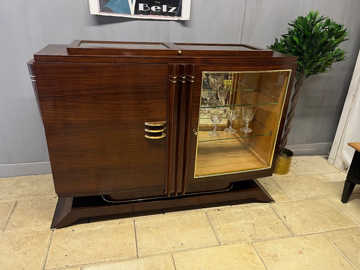 Argentier Art Deco Rosewood Display Cabinet, Sideboard, Console Table