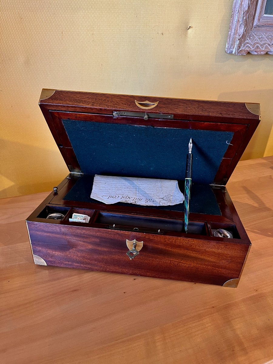 coffret écritoire de voyage en acajou -photo-2