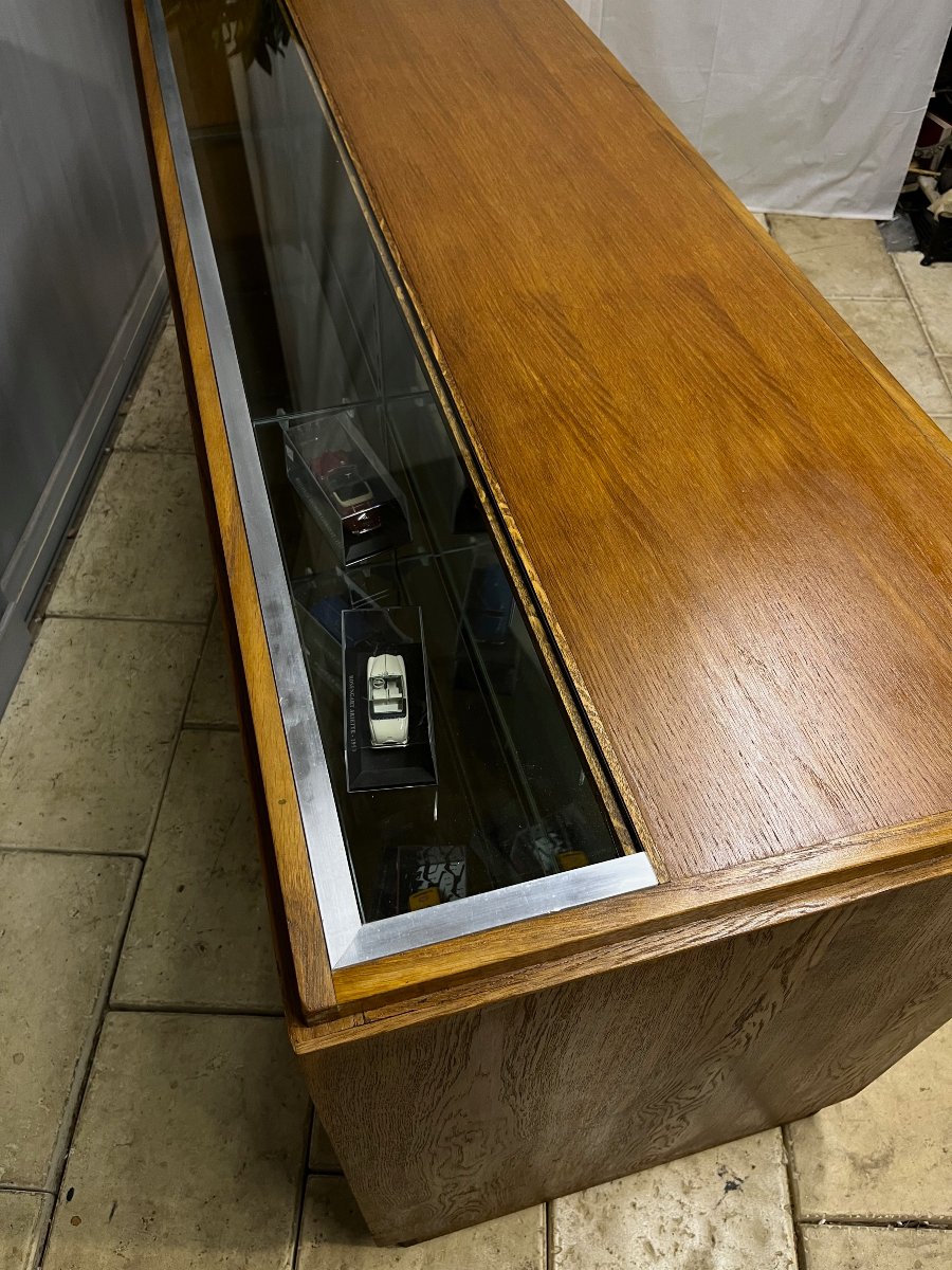 Comptoir vitrine en chêne année 50 - 60 meuble de métier de pharmacie. -photo-2