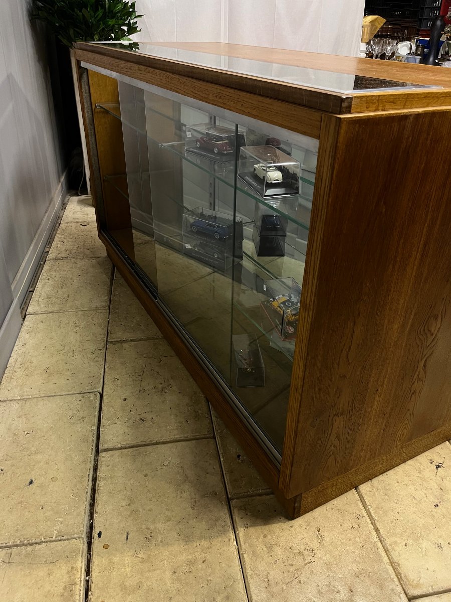 Comptoir vitrine en chêne année 50 - 60 meuble de métier de pharmacie. -photo-3