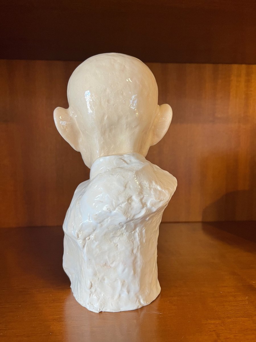  Terracotta Sculpture By Raymond Raffour: A Bust Of "gandhi" -photo-2