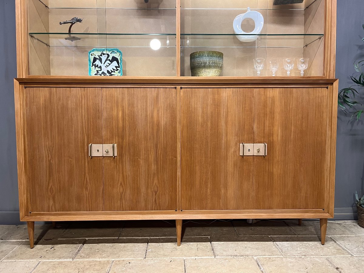 grande enfilade -vitrine vintage  50 - 60 s' en teck  buffet  design moderniste scandinave -photo-2