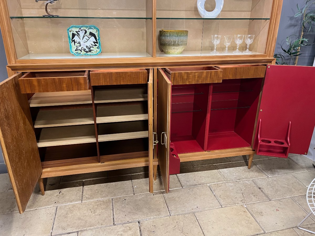 grande enfilade -vitrine vintage  50 - 60 s' en teck  buffet  design moderniste scandinave -photo-3