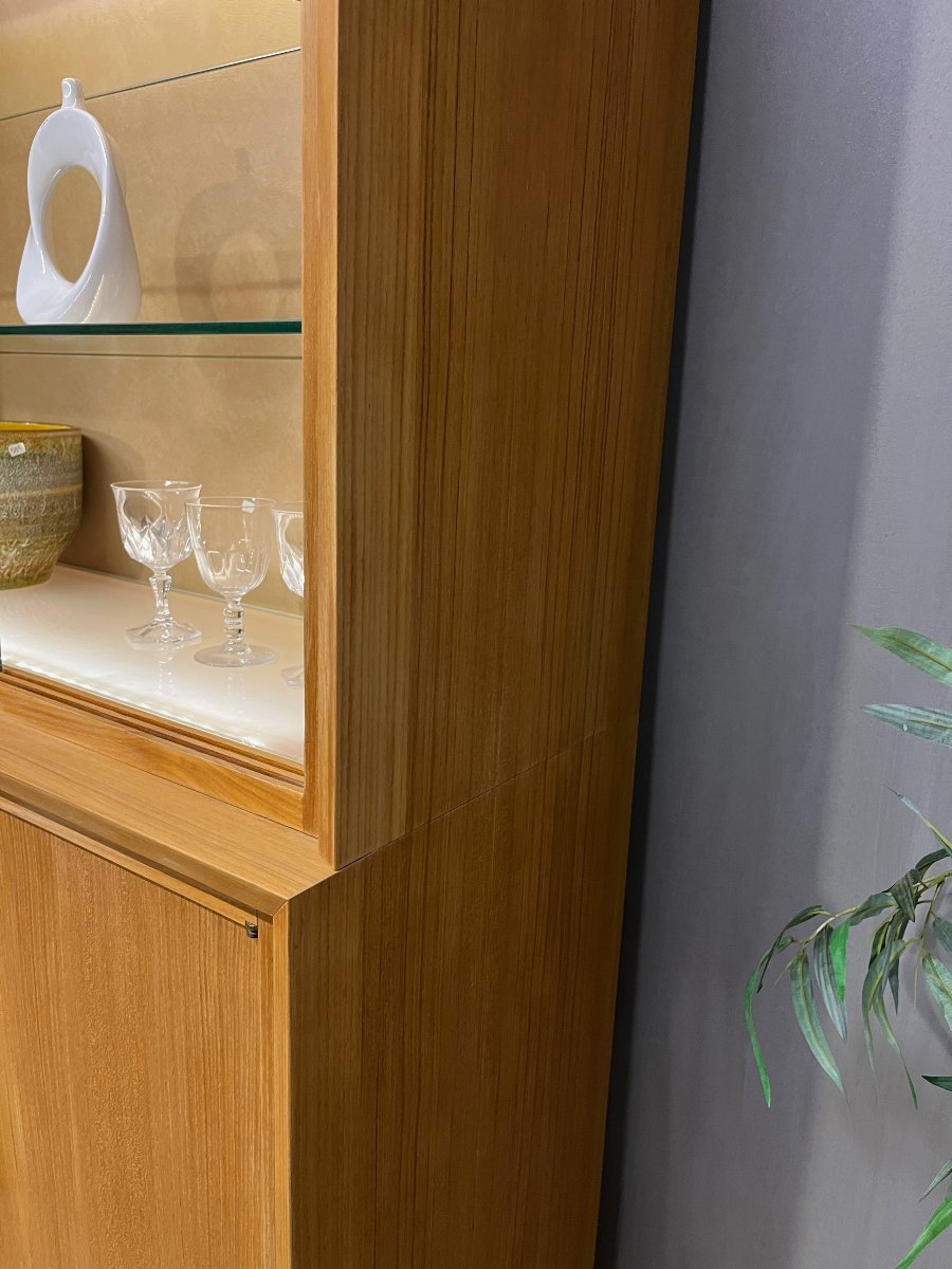 grande enfilade -vitrine vintage  50 - 60 s' en teck  buffet  design moderniste scandinave -photo-2