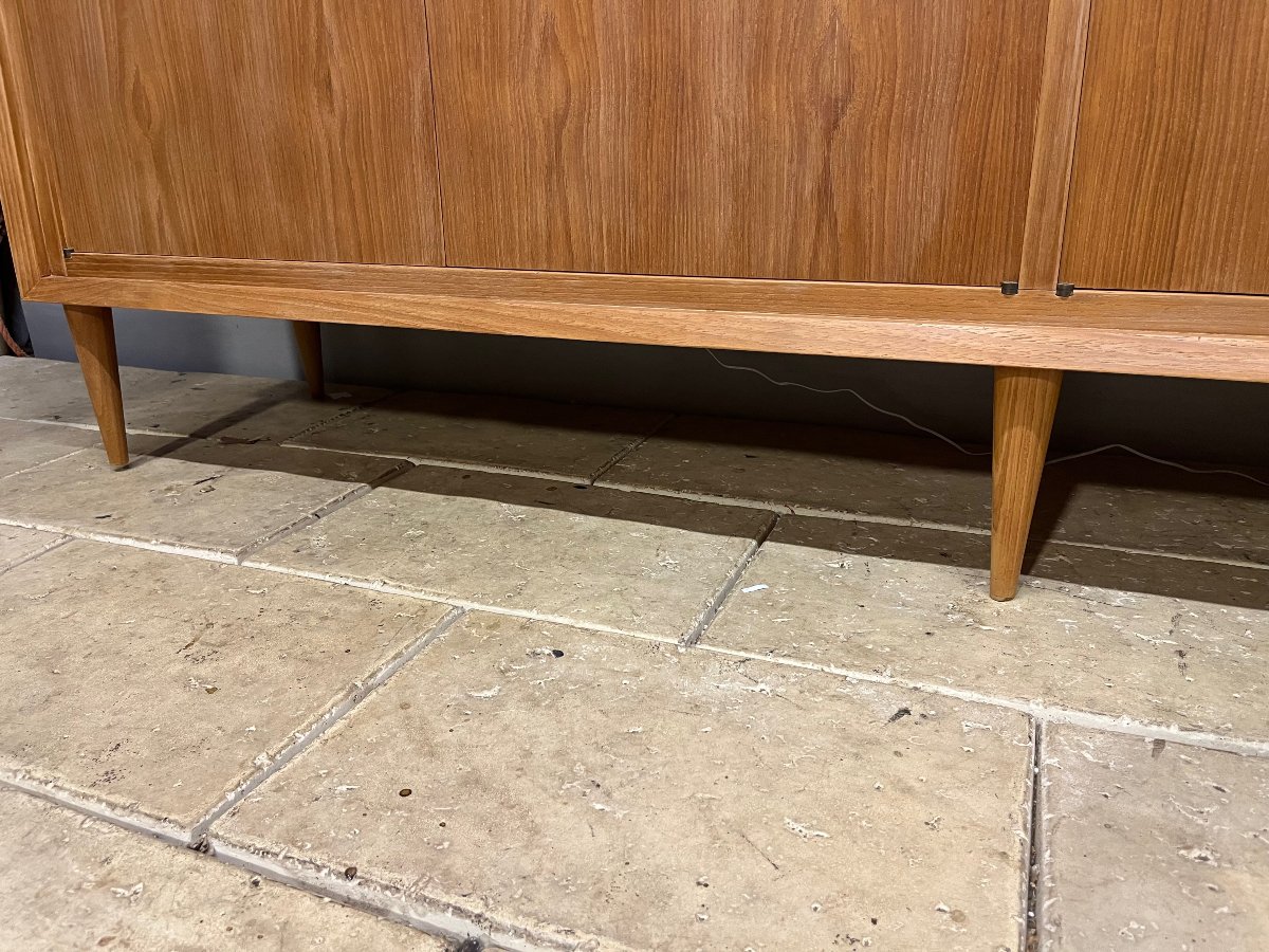 grande enfilade -vitrine vintage  50 - 60 s' en teck  buffet  design moderniste scandinave -photo-6