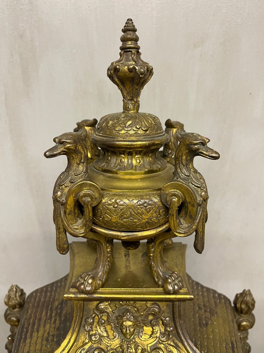 Grande pendule  bronze , 19 ème de style Louis XV rocaille  hauteur 78 cm -photo-3