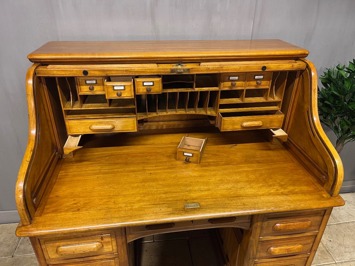 Bureau à rideaux " Le Standard "  à  caisson type américain  en érable  -photo-4