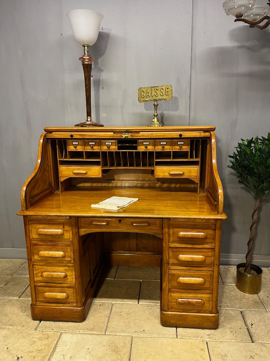 Bureau à rideaux " Le Standard "  à  caisson type américain  en érable  