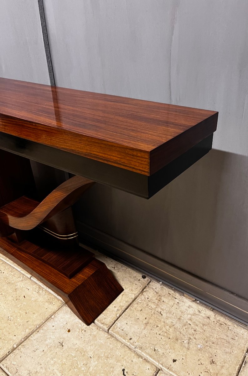 Grande console art déco en palissandre des années 1930 -photo-2