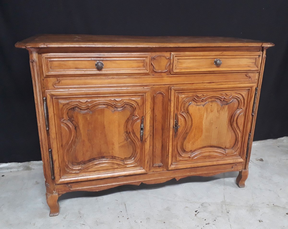 Buffet 18th 2 Doors Louis XIV - Regency Sideboard In Natural Wood