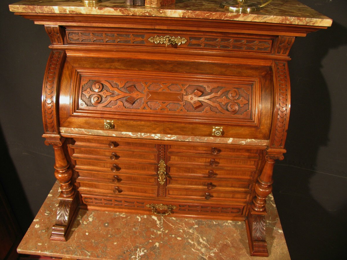 Antique Archer Dentist's Furniture Clockmaker's Medal Cabinet In Walnut-photo-7