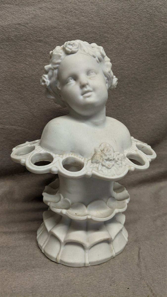 Chérubin En Biscuit   Statue Enfant Ange Angelot  Cherubin Porcelaine-photo-1
