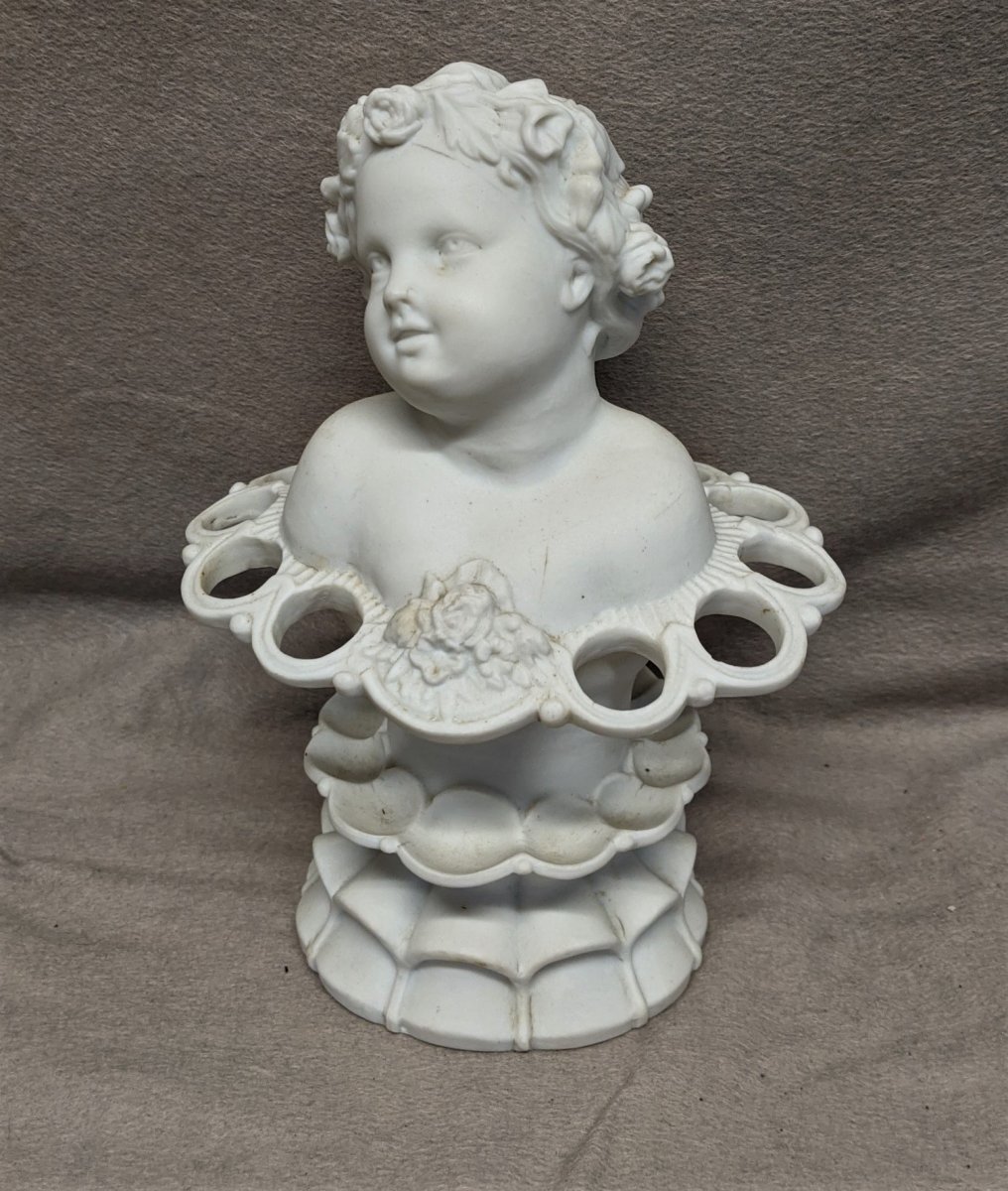 Chérubin En Biscuit   Statue Enfant Ange Angelot  Cherubin Porcelaine