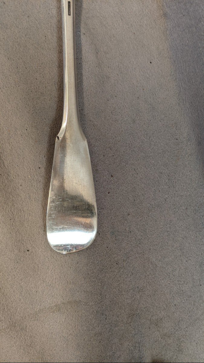 Large Christofle Serving Spoon Uniplat Model In Silver Metal Ragout-photo-2