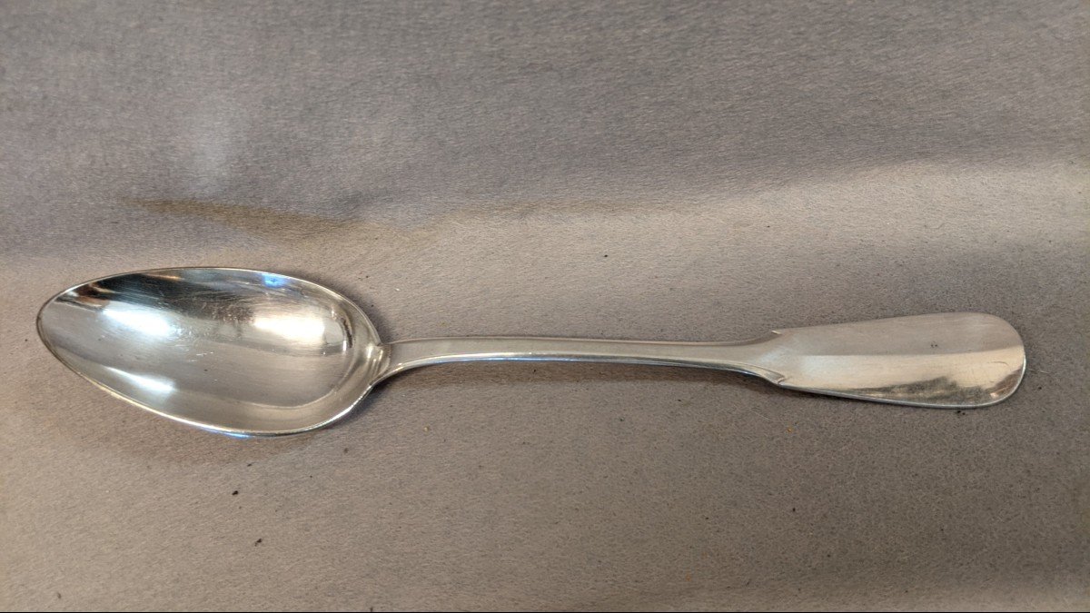 Large Christofle Serving Spoon Uniplat Model In Silver Metal Ragout