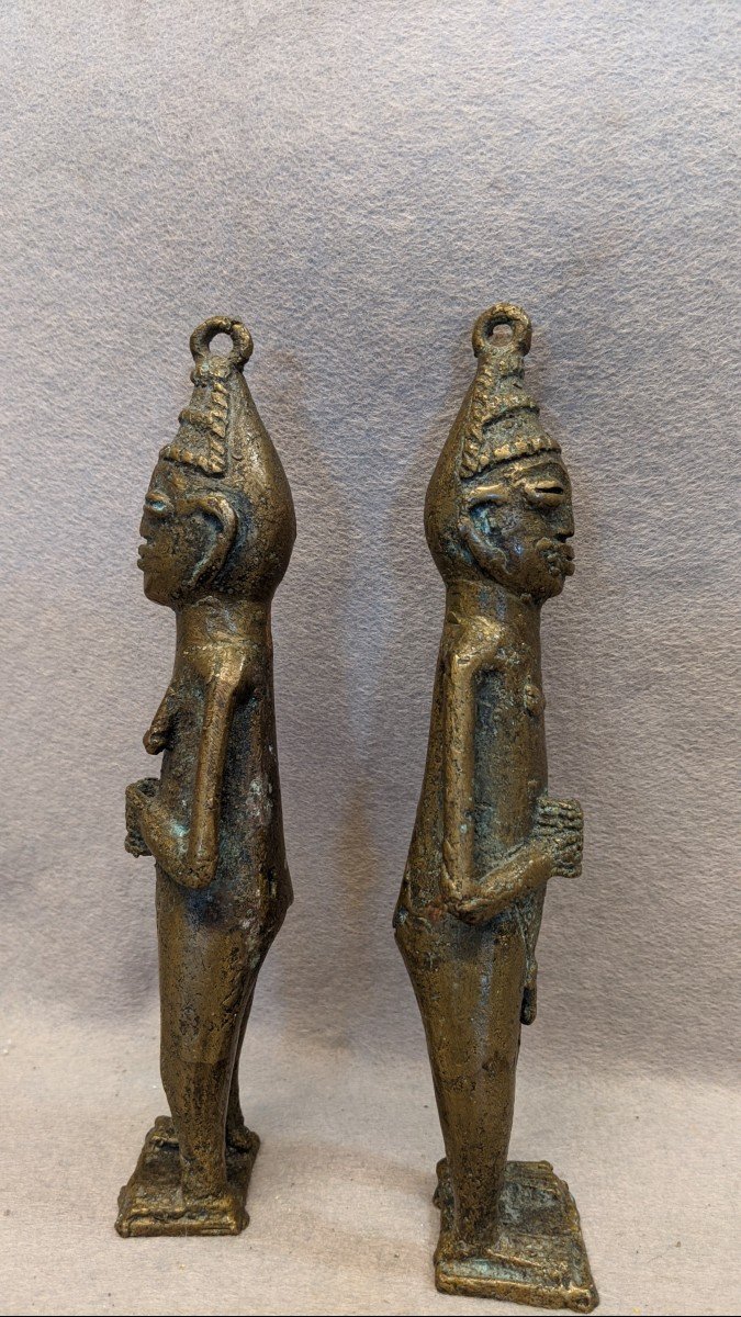 Pair Of African Amulets In Bronze Statues Statuettes-photo-4