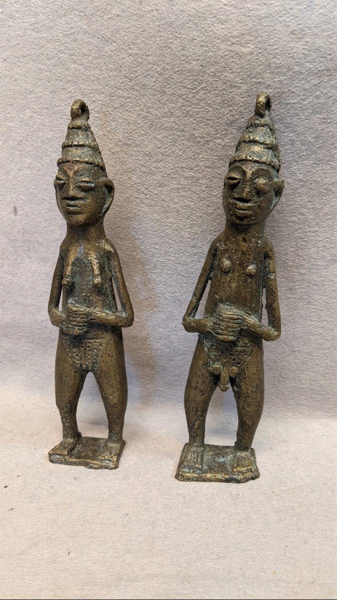 Pair Of African Amulets In Bronze Statues Statuettes