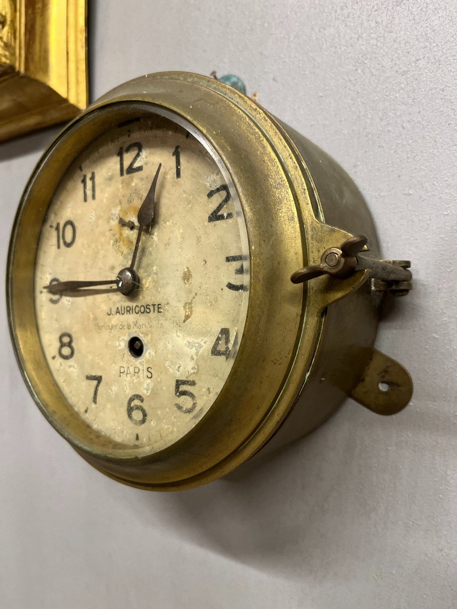 Pendule Horloge De Marine Auricoste  Paris ern Laiton -photo-3