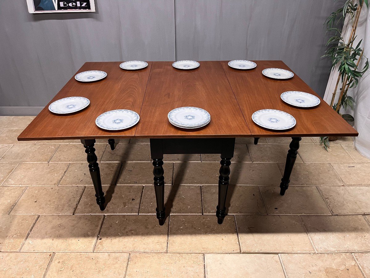 Large Rectangular Folding Table With Mahogany Flaps 8 Console Feet