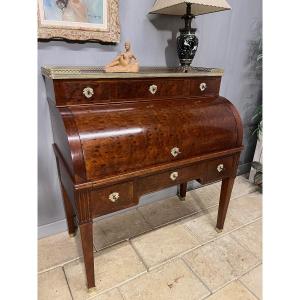 Restoration Cylinder Desk In Speckled Mahogany