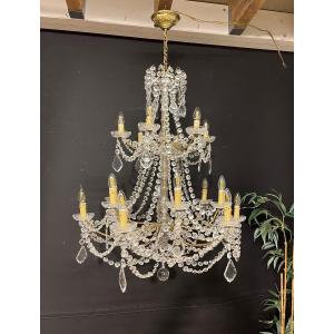 Large Chandelier With Garlands And Crystal Tassels 18 Candles, Height 140