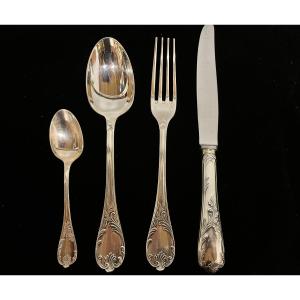 Christofle Model Marly Housewife 49 Silver Metal Cutlery Louis XV 
